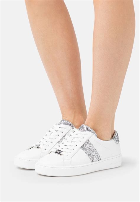 michael kors irving sneaker white silver